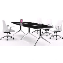 Table de salle de réunion noire de design contemporain avec base en acier inoxydable (FOH-CXSH36)